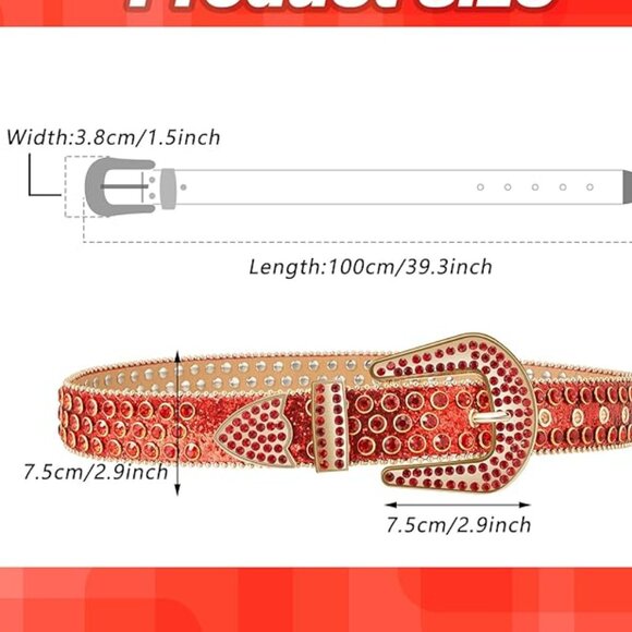 Rhinestone western red belt